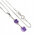 925 Delikatny srebrny naszyjnik naturalne ametysty