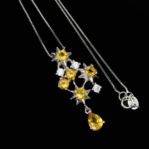 Srebrny naszyjnik naturalne cytryny cyrkonie 925