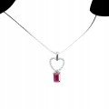 Delikatny naszyjnik naturalny rubin cyrkonie serce