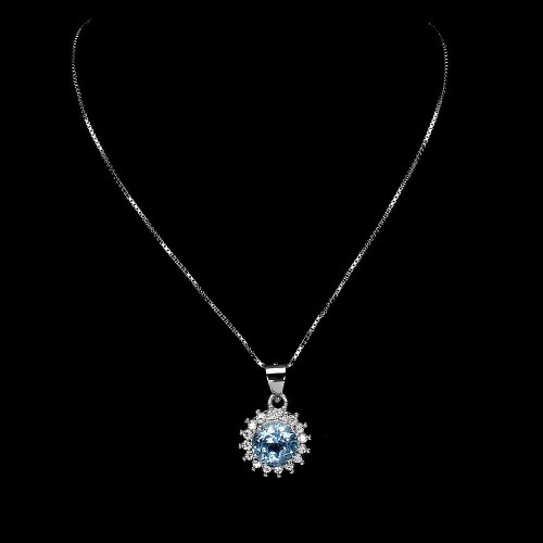 Delikatny 925 naszyjnik Sky Blue topaz natural