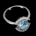 Pierścionek srebrny Sky Blue Topaz cyrkonie r 19