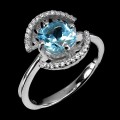 Pierścionek srebrny Sky Blue Topaz cyrkonie r 19