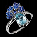 Pierścionek srebrny Sky Blue Topaz cyrkonie r 11