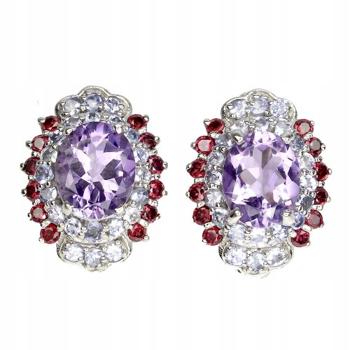 925 Kolczyki naturalne ametysty tanzanity granat 1