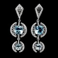 Kolczyki 925 naturalne topazy sky blue cyrkonie 1