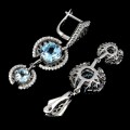 Kolczyki 925 naturalne topazy sky blue cyrkonie 1