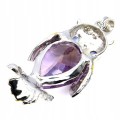 Srebrny wisiorek naturalny 22.82ct ametyst sowa