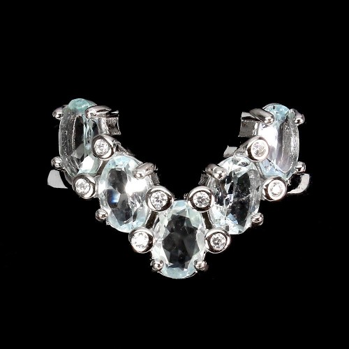 Pierścionek 925 natural akwamaryny cyrkonie r 11.5