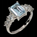 Pierścionek r 14 srebrny Sky Blue Topaz cyrkonie