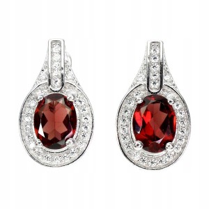 Srebrne kolczyki naturalne granaty cyrkonie 925 1