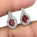 Srebrne kolczyki naturalne granaty cyrkonie 925 1
