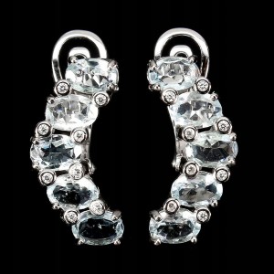 Srebro kolczyki naturalne akwamaryny cyrkonie 1