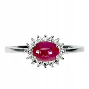 925 Delikatny pierścionek r 16 naturalny rubin