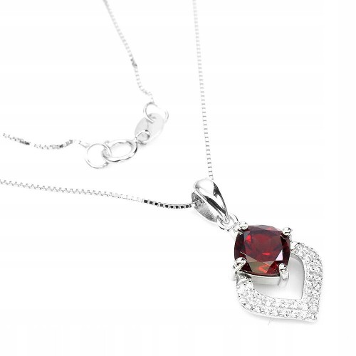 925 Piękny naszyjnik naturalny granat cyrkonie