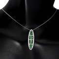 925 Naturalne szmaragdy srebrny naszyjnik cyrkonie