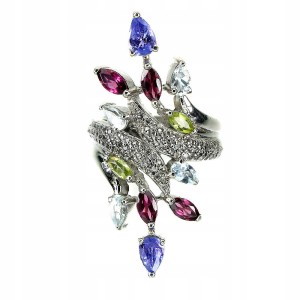 Pierścionek tanzanity oliwiny szafiry granaty r 17