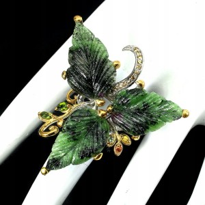 Pierścionek 32.44ct rubin zoisyt r 17.5 szafiry