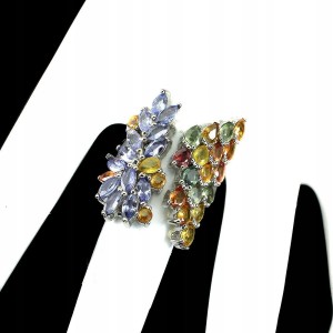 Pierścionek r 17 naturalne szafiry tanzanity 925