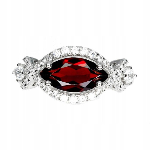 925 Pierścionek natural granat r 19 cyrkonie