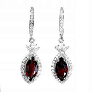 925 1 Srebro kolczyki naturalne granaty cyrkonie