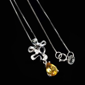 Delikatny naszyjnik naturalny cytryn cyrkonie 925