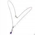 Naszyjnik delikatny naturalny 925 ametyst cyrkonie
