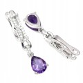 Delikatne 1 kolczyki naturalne ametysty cyrkonie