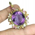 Wisiorek broszka natural 50.06ct ametyst turmaliny
