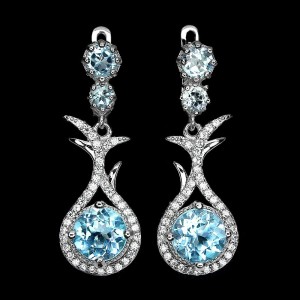 925 Kolczyki naturalne topazy sky blue cyrkonie 1