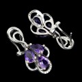 Piękne kolczyki naturalne ametysty cyrkonie 925 1