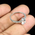 925 Pierścionek delikatny akwamaryn cyrkonie r 14