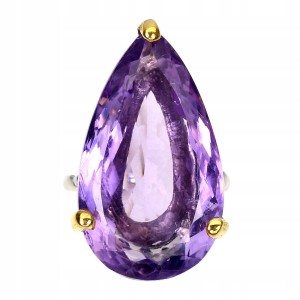 Pierścionek naturalny ametyst 21ct srebrny r 11