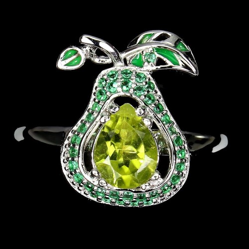 925 Pierścionek delikatny naturalny oliwin r 16