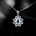 925 Srebrny naszyjnik naturalny topaz sky cyrkonie