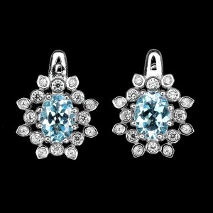 Kolczyki 925 naturalne topazy sky blue cyrkonie 2