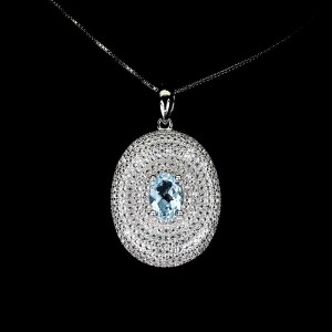 925 Naszyjnik natural Sky Blue topaz białe topazy
