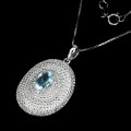 925 Naszyjnik natural Sky Blue topaz białe topazy