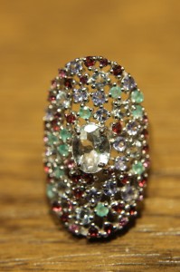 Pierścionek naturalne akwamaryny tanzanity r 17