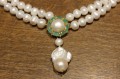 Naszyjnik naturalne perły szmaragdy piękny 925