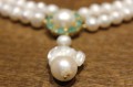 Naszyjnik naturalne perły szmaragdy piękny 925