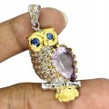 Srebro wisiorek 9.63ct ametryn kianity szafir sowa