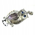 Srebro wisiorek 9.63ct ametryn kianity szafir sowa