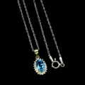 Delikatny naszyjnik Swiss Blue topaz cyrkonie 925