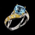 Pierścionek srebrny Sky Blue Topaz cyrkonie r 11.5