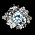 Srebrny pierścionek Sky Blue Topaz cyrkonie r 14