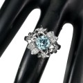 Srebrny pierścionek Sky Blue Topaz cyrkonie r 14