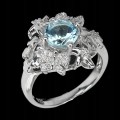 Srebrny pierścionek Sky Blue Topaz cyrkonie r 14