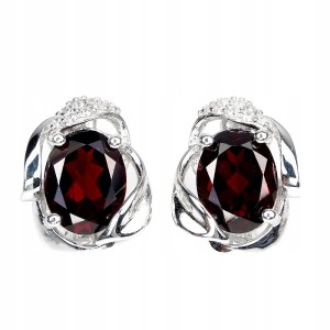 Delikatne kolczyki cyrkonie granaty natural 925 2