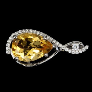 Pierścionek naturalny cytryn cyrkonie srebro r 17