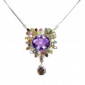 Naszyjnik naturalny 30.04ct ametyst kwarc szafiry